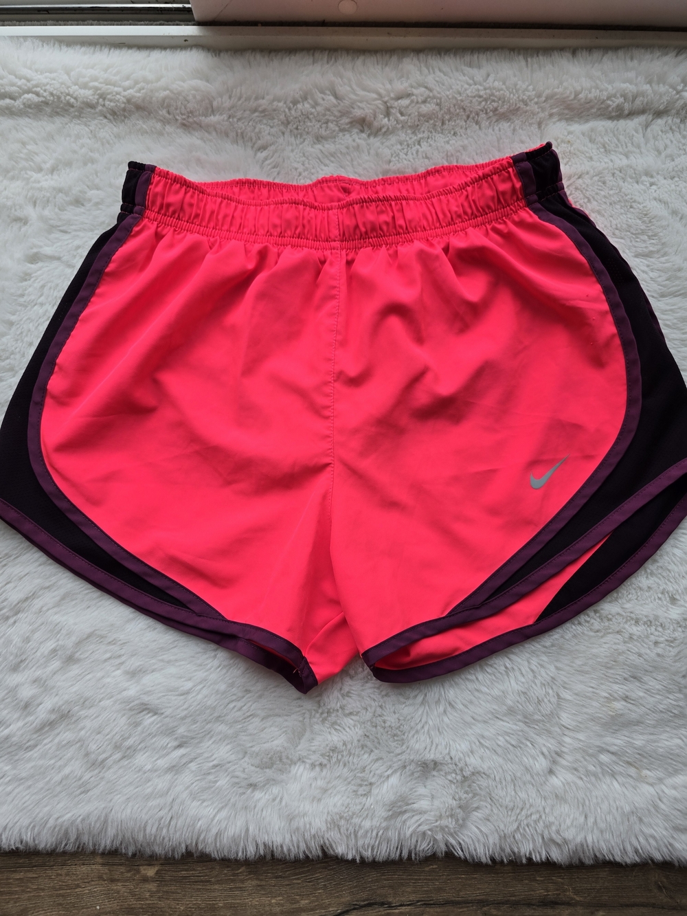 Nike Women's Neon Pink Running Shorts with Dark Trim